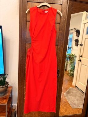 Reformation Vibrant Orange-Red Sleeveless Maxi Dress